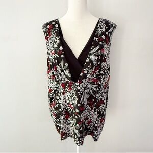 Vintage Women Y2K Layered Floral Stretch Top Size 1X Office Casual Grunge Work